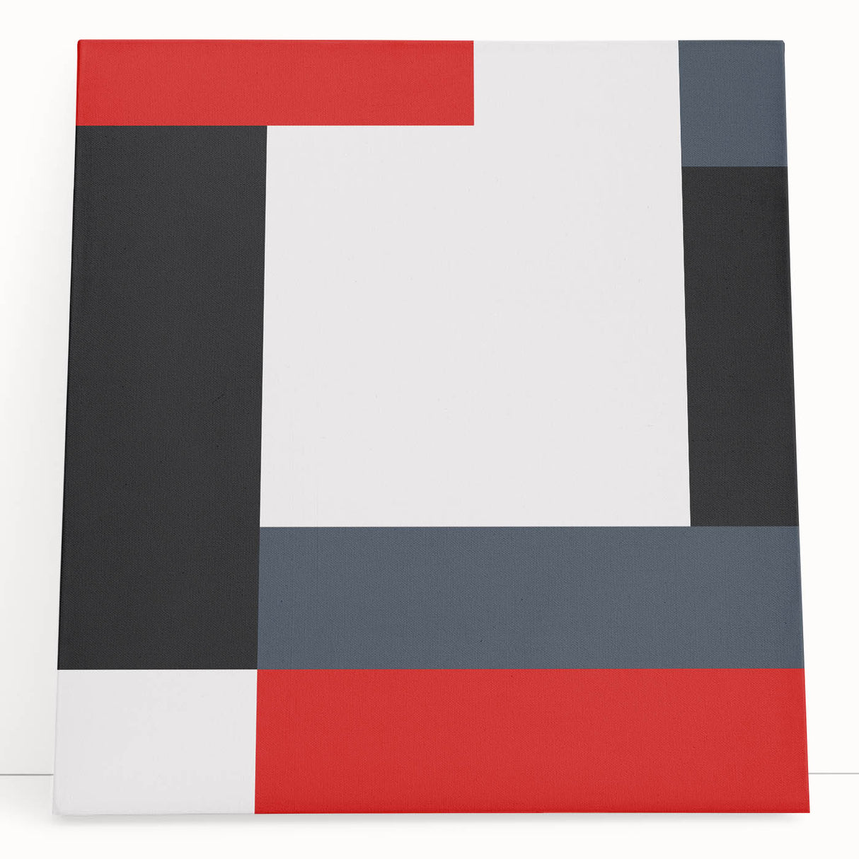 Modern Abstract Wall Art - Red, Black, and White Geometric Print