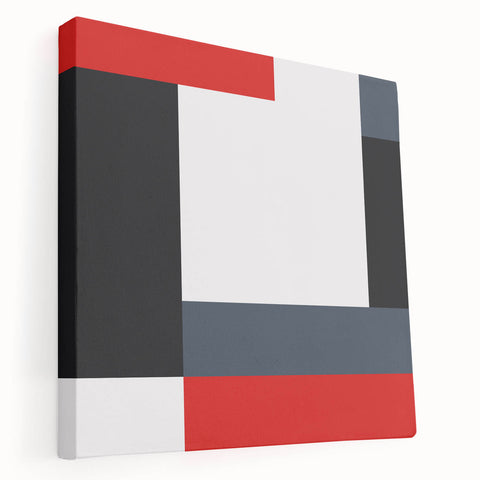 Modern Abstract Wall Art - Red, Black, and White Geometric Print