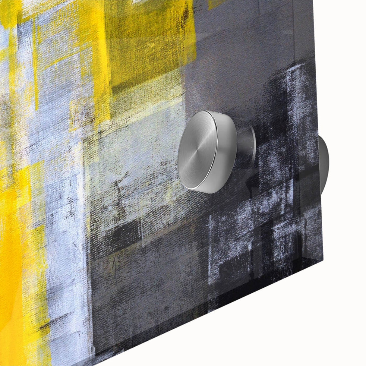 Abstract Wall Art – Yellow & Gray Geometric Modern Painting