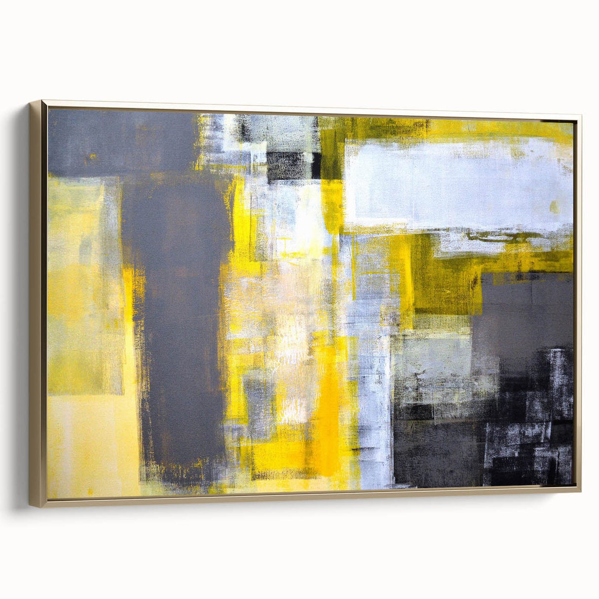 Abstract Wall Art – Yellow & Gray Geometric Modern Painting