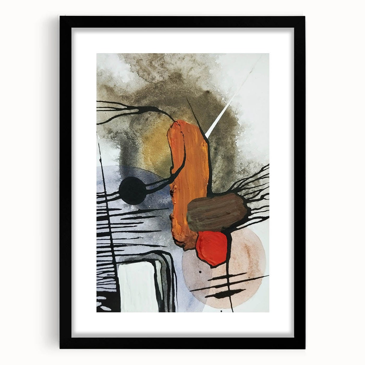 Modern Abstract Paintings – Expressive Ink & Earthy Tones Canvas