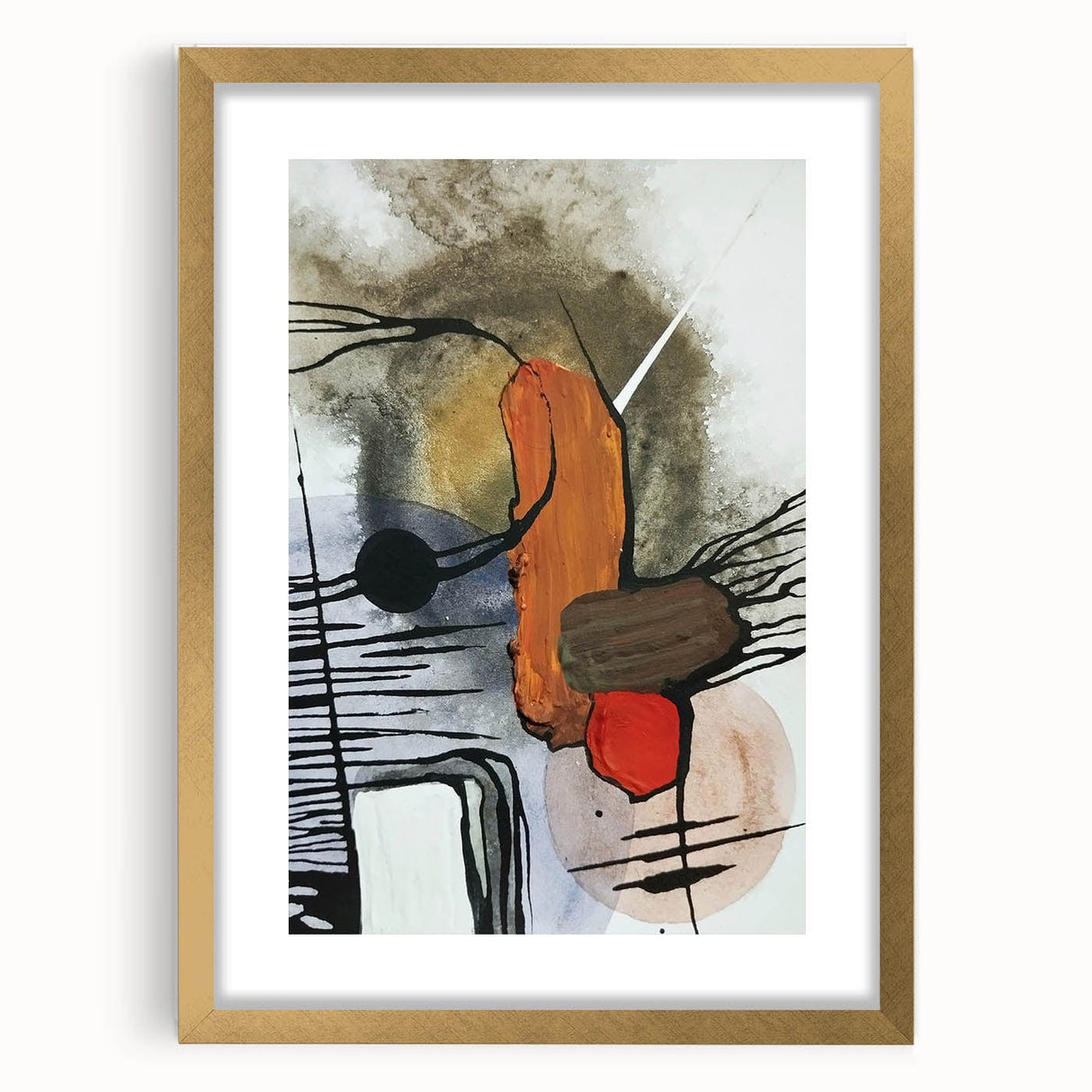 Modern Abstract Paintings – Expressive Ink & Earthy Tones Canvas