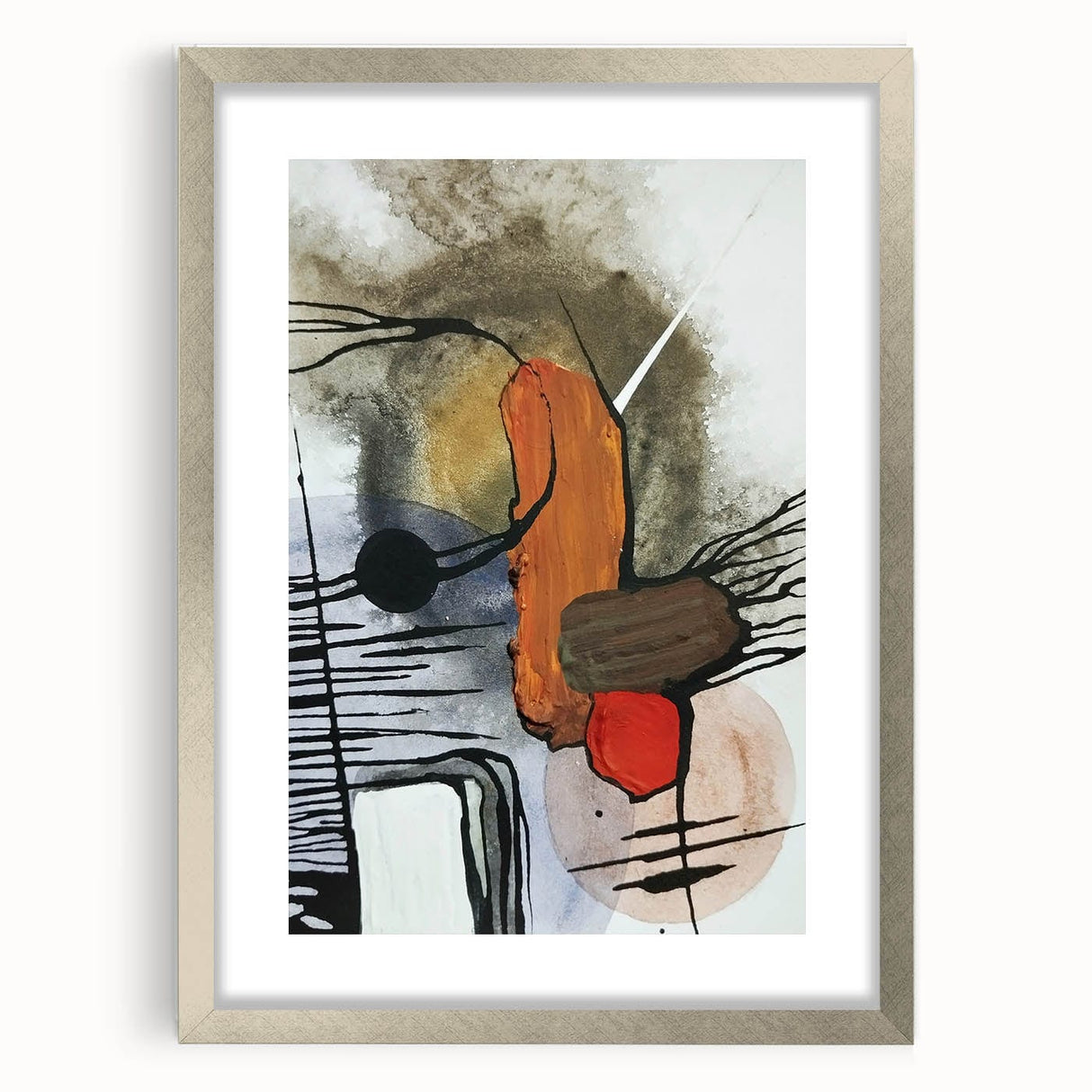 Modern Abstract Paintings – Expressive Ink & Earthy Tones Canvas