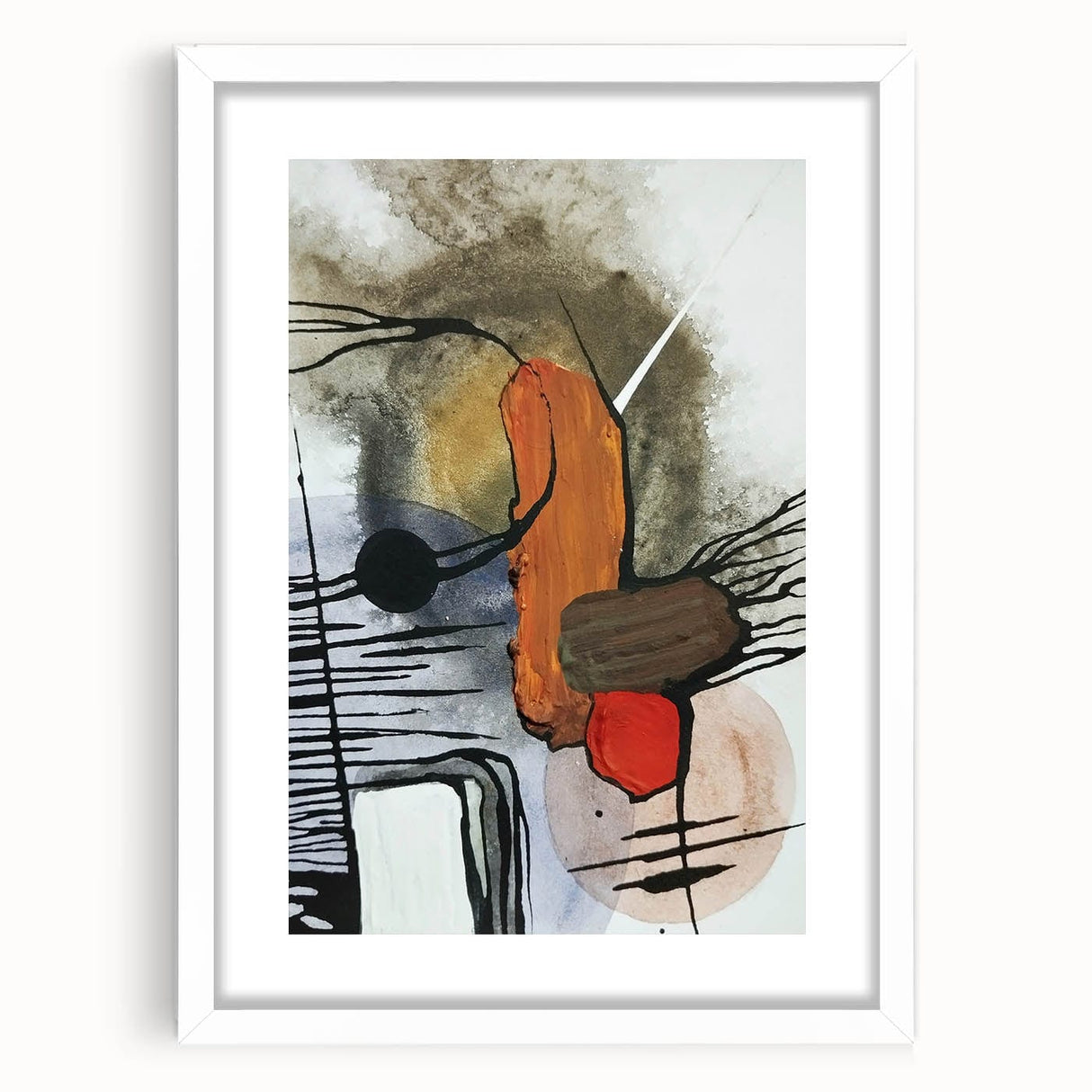Modern Abstract Paintings – Expressive Ink & Earthy Tones Canvas
