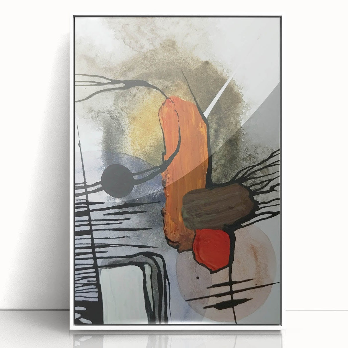 Modern Abstract Paintings – Expressive Ink & Earthy Tones Canvas