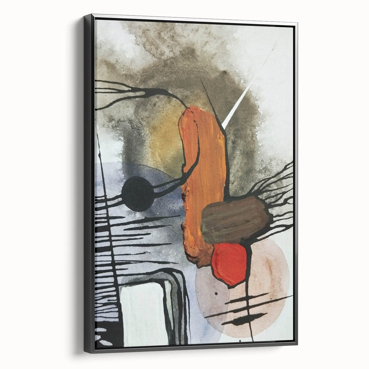 Modern Abstract Paintings – Expressive Ink & Earthy Tones Canvas