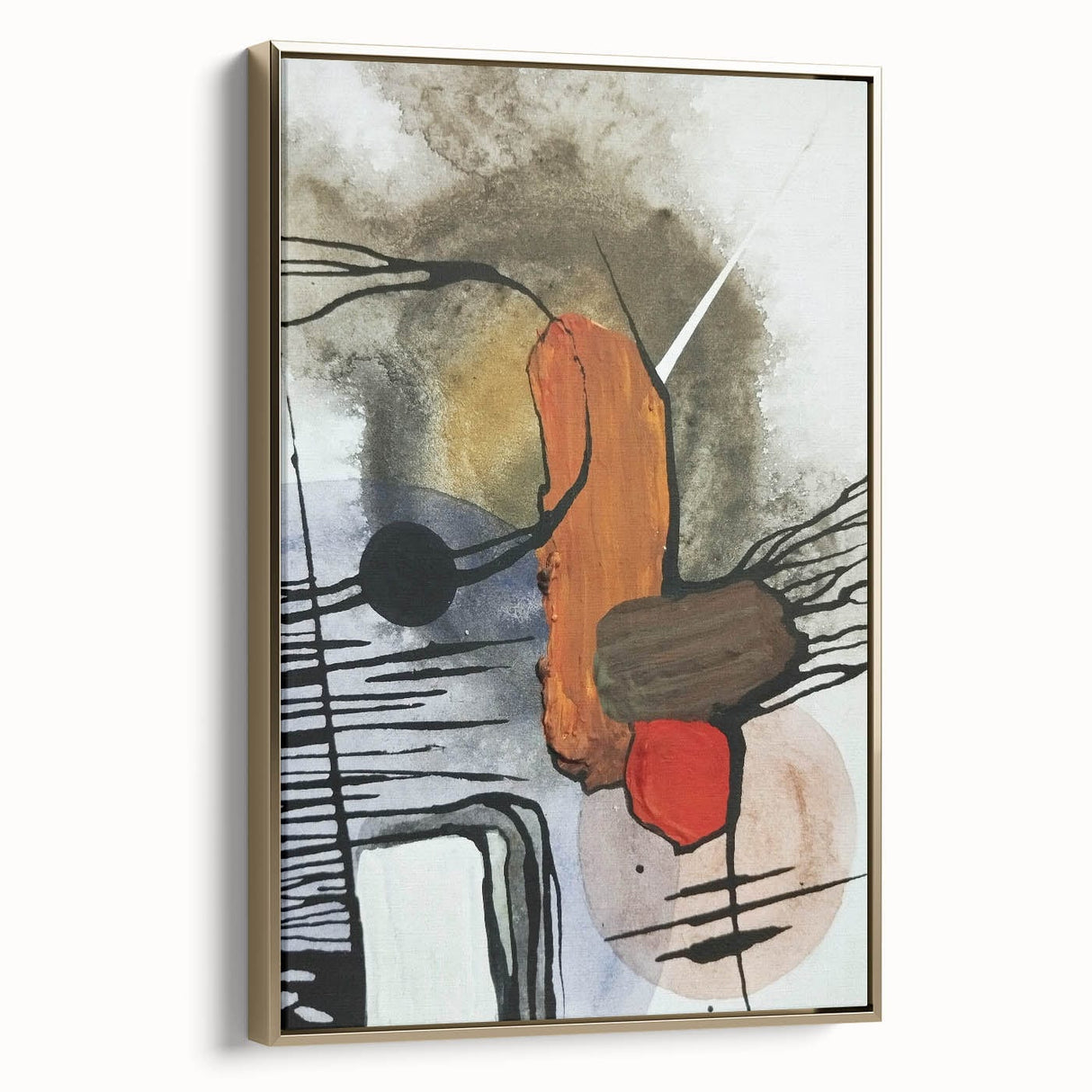 Modern Abstract Paintings – Expressive Ink & Earthy Tones Canvas