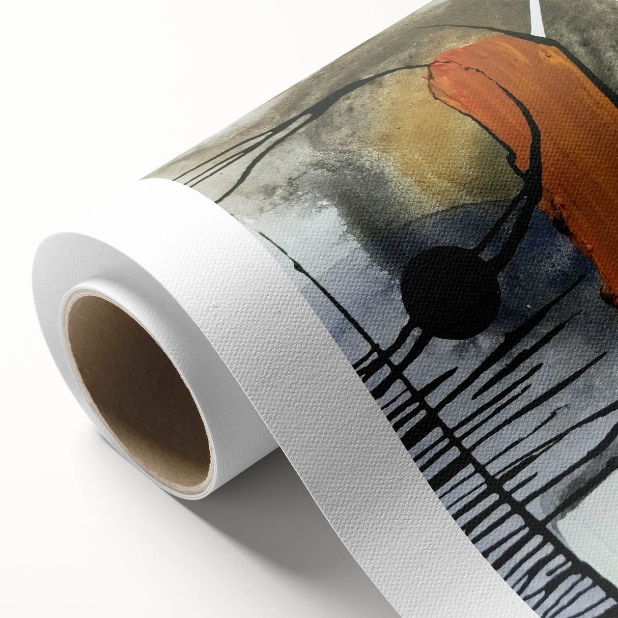 Modern Abstract Paintings – Expressive Ink & Earthy Tones Canvas