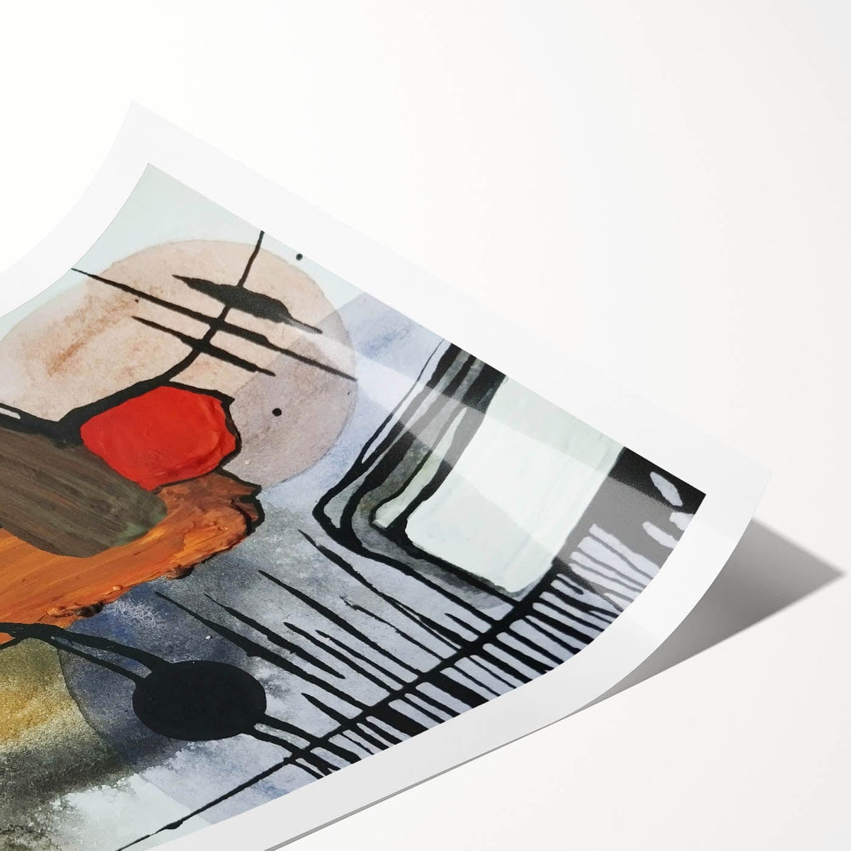 Modern Abstract Paintings – Expressive Ink & Earthy Tones Canvas