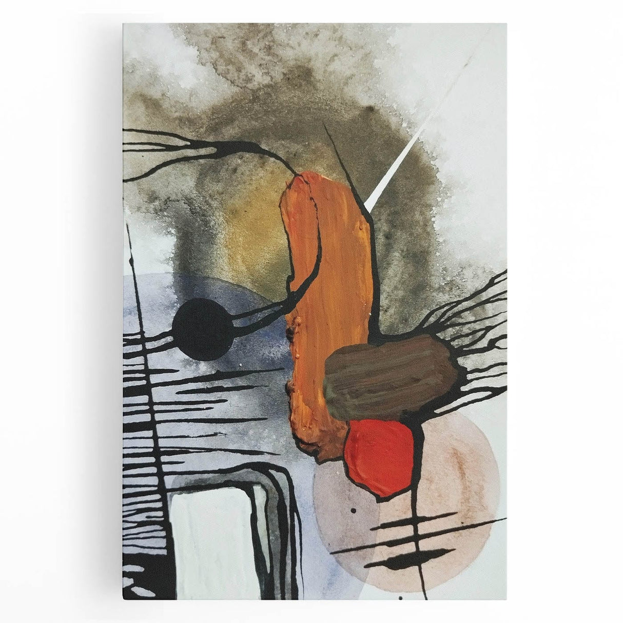 Modern Abstract Paintings – Expressive Ink & Earthy Tones Canvas