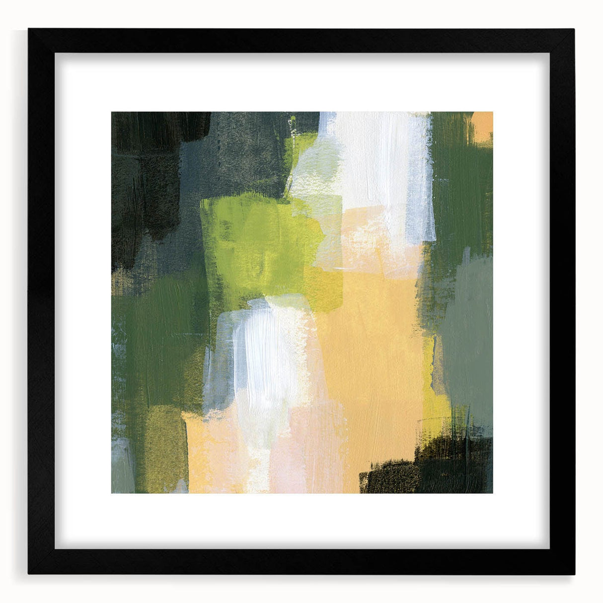 Earthen Harmony Abstracts - Green & Yellow Earthy Abstract Wall Art