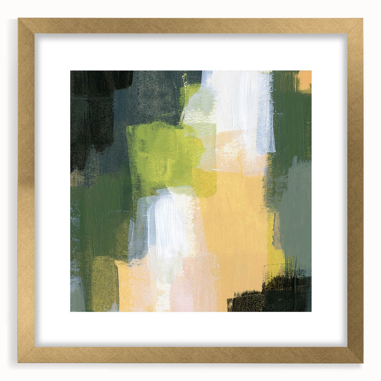 Earthen Harmony Abstracts - Green & Yellow Earthy Abstract Wall Art