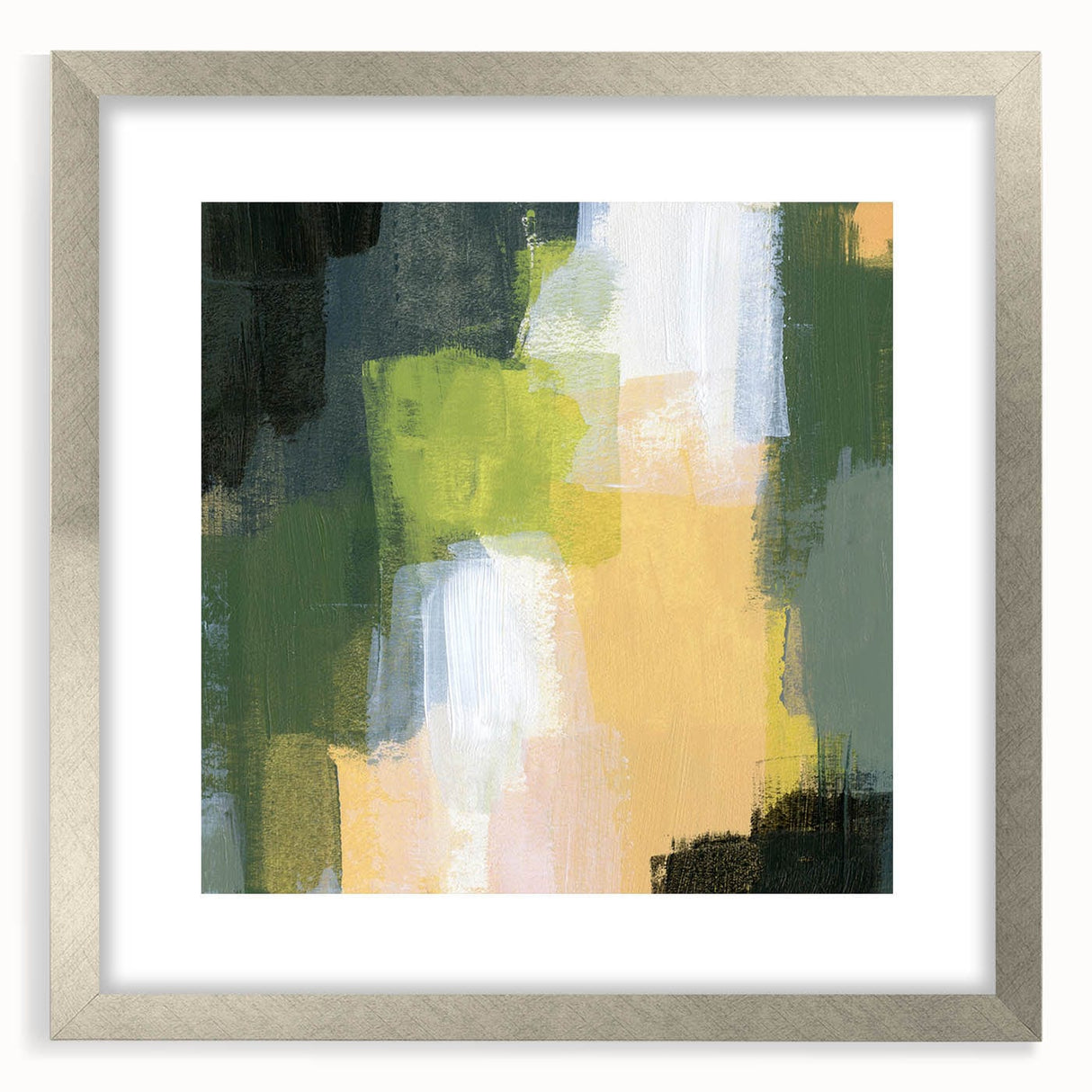 Earthen Harmony Abstracts - Green & Yellow Earthy Abstract Wall Art