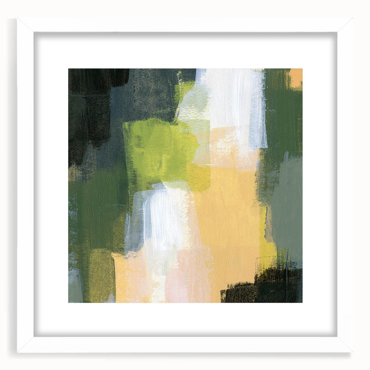 Earthen Harmony Abstracts - Green & Yellow Earthy Abstract Wall Art