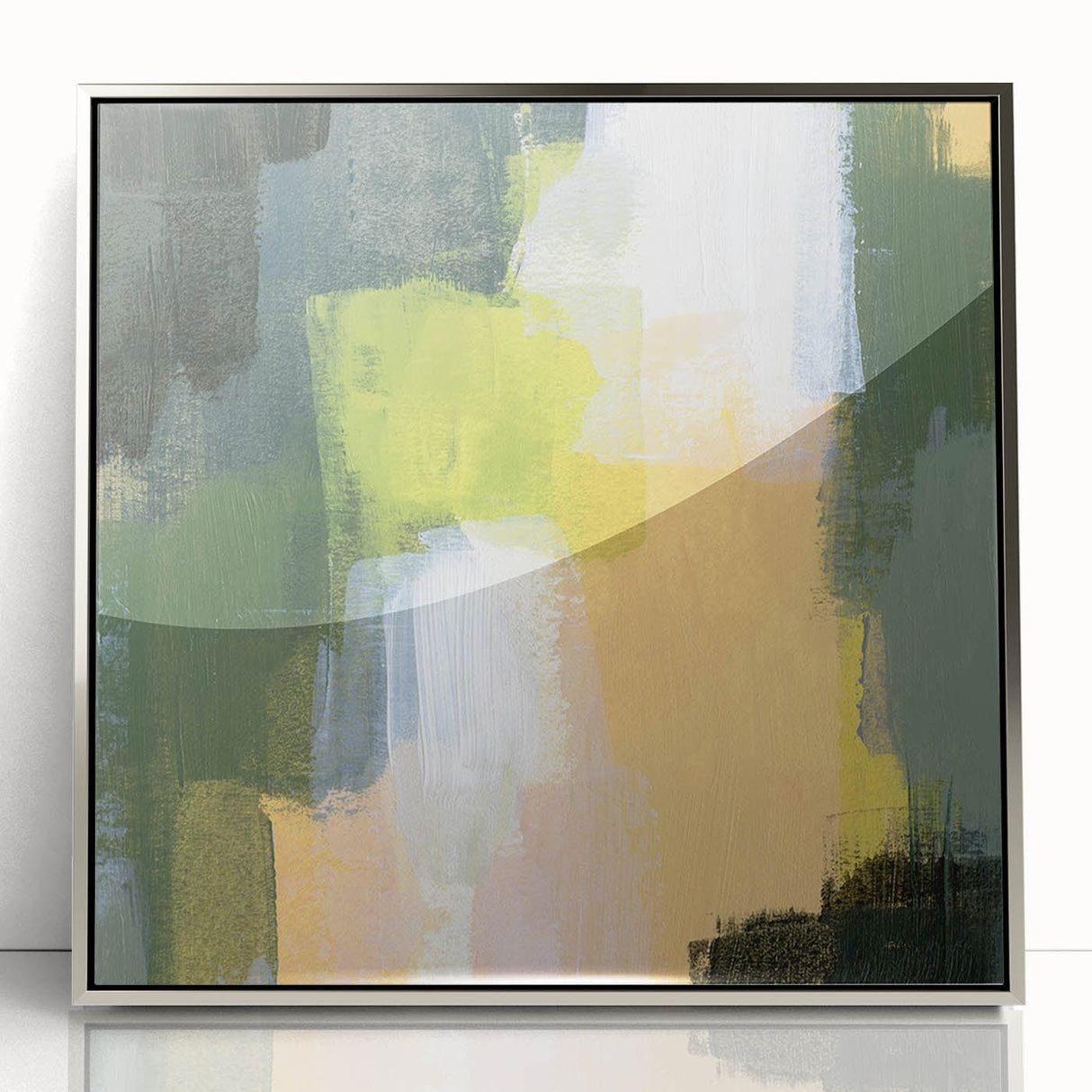 Earthen Harmony Abstracts - Green & Yellow Earthy Abstract Wall Art