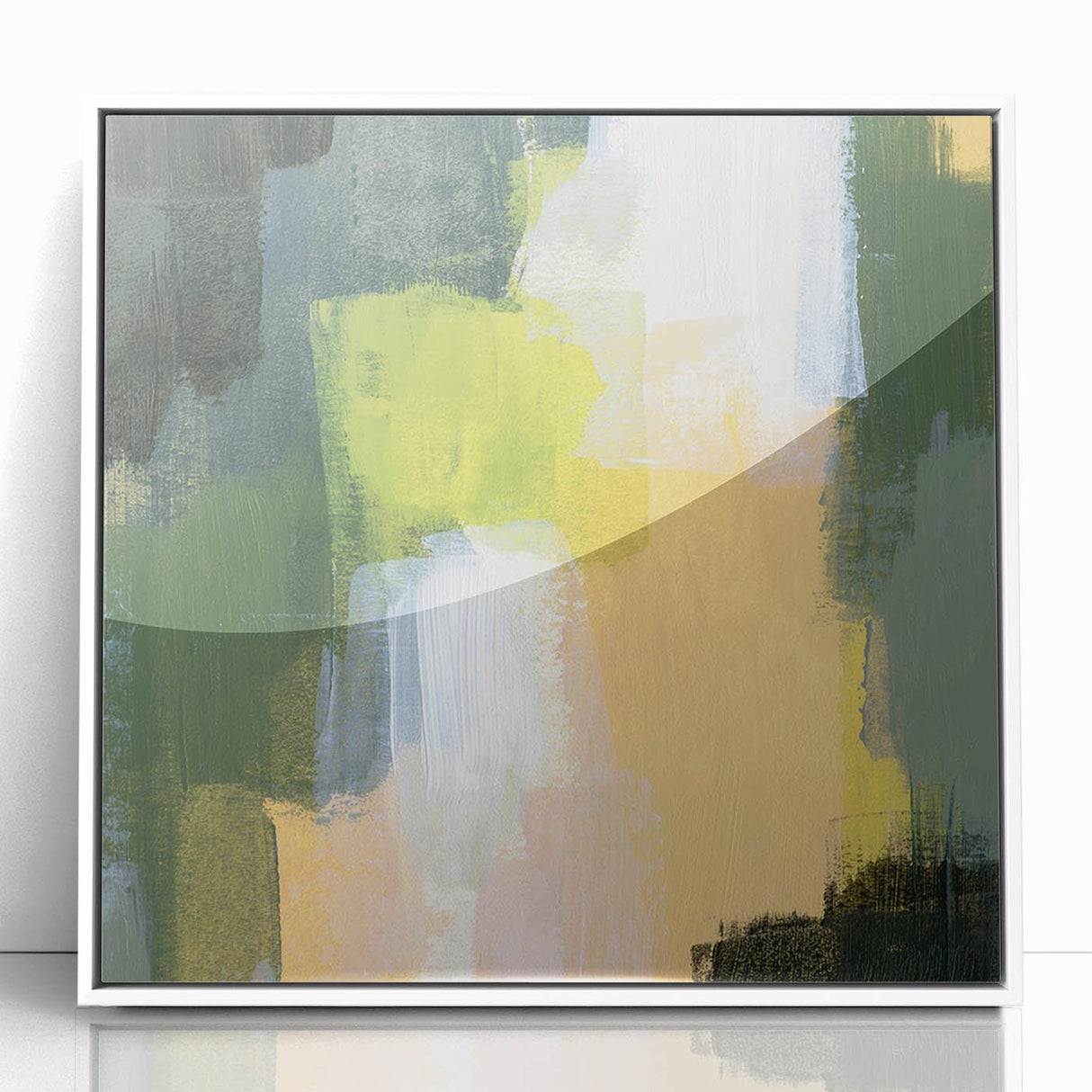 Earthen Harmony Abstracts - Green & Yellow Earthy Abstract Wall Art