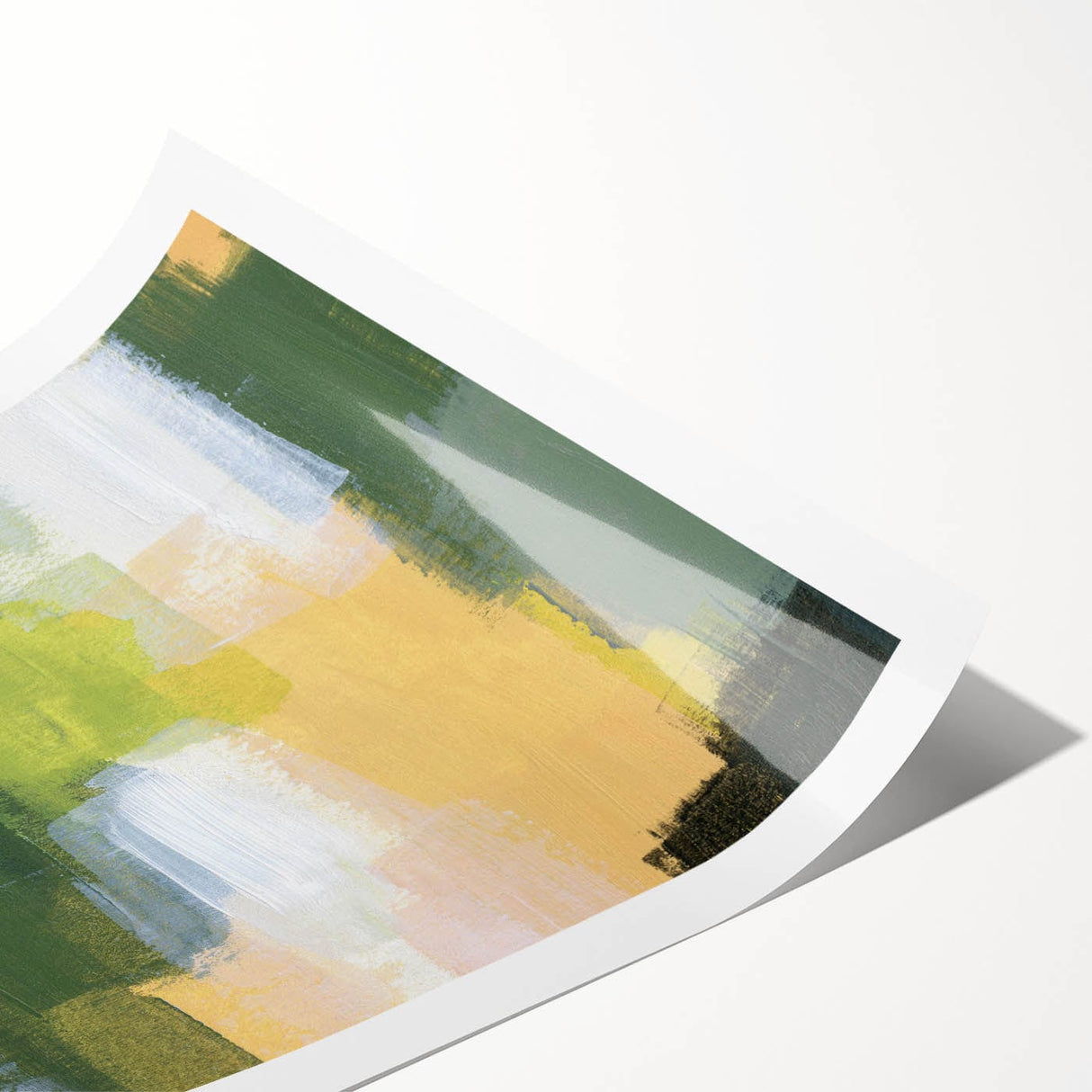 Earthen Harmony Abstracts - Green & Yellow Earthy Abstract Wall Art