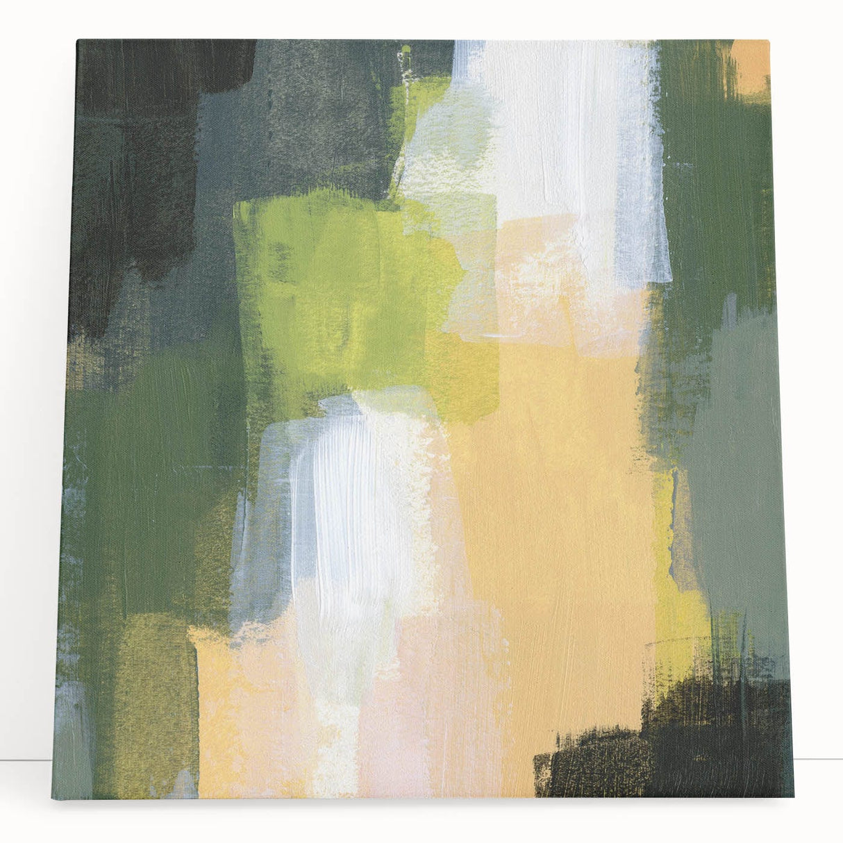 Earthen Harmony Abstracts - Green & Yellow Earthy Abstract Wall Art