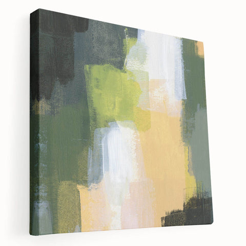Earthen Harmony Abstracts - Green & Yellow Earthy Abstract Wall Art