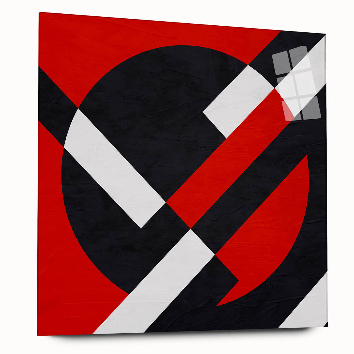 Bold Geometric Abstract Wall Art - Red, Black, and White Print