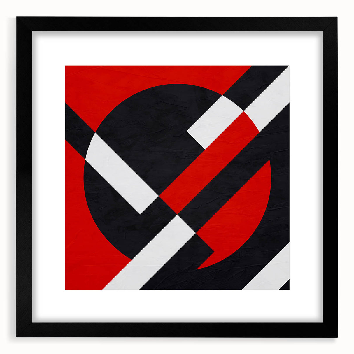Bold Geometric Abstract Wall Art - Red, Black, and White Print