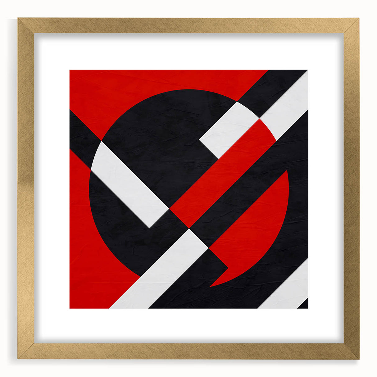 Bold Geometric Abstract Wall Art - Red, Black, and White Print