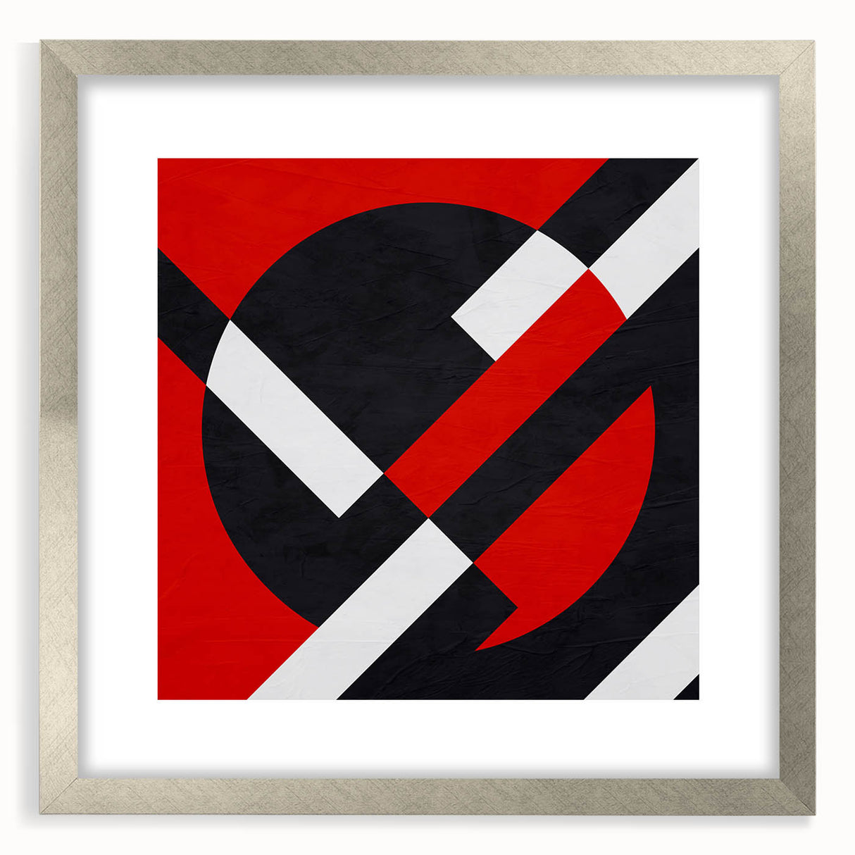 Bold Geometric Abstract Wall Art - Red, Black, and White Print
