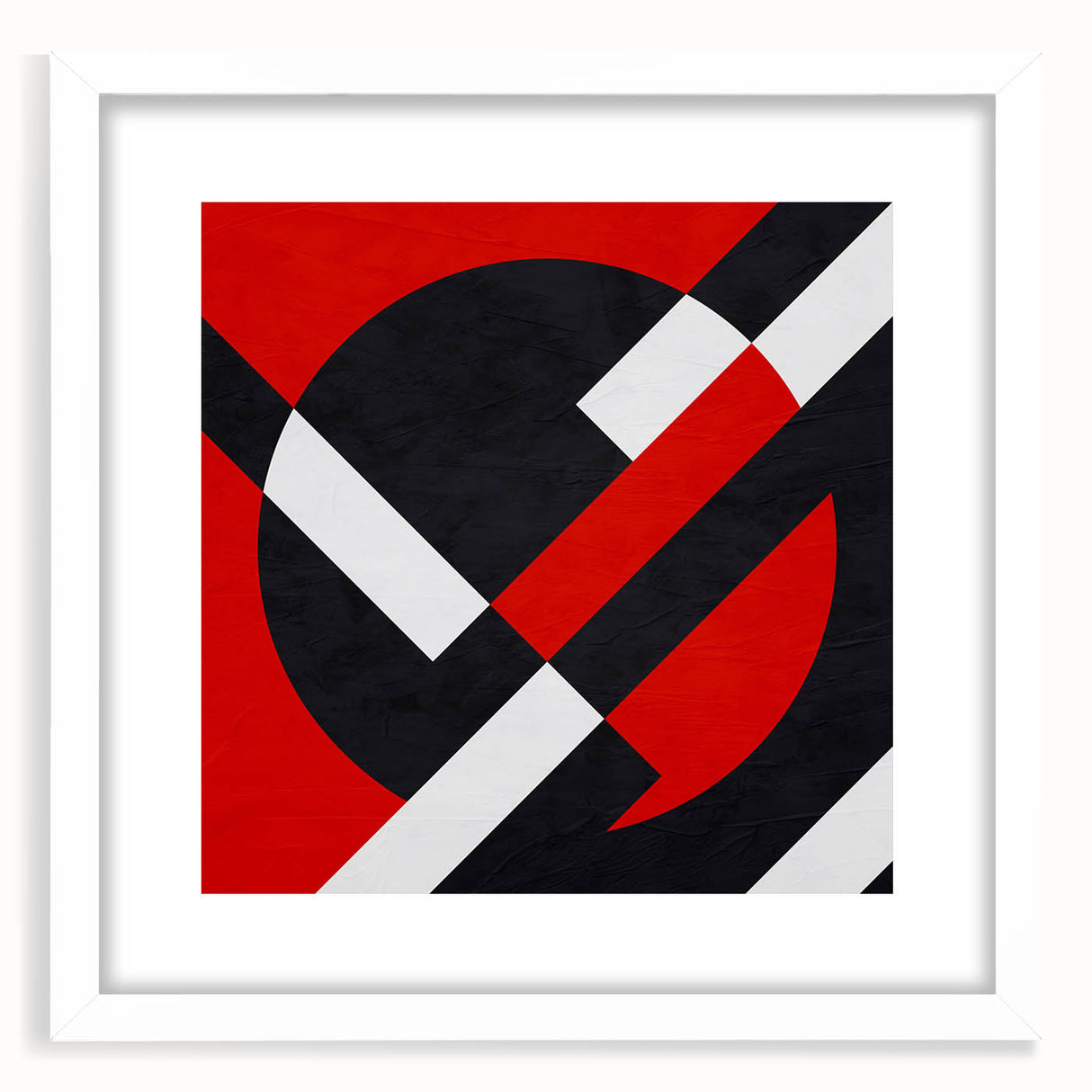 Bold Geometric Abstract Wall Art - Red, Black, and White Print