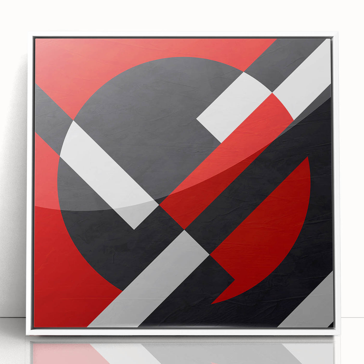 Bold Geometric Abstract Wall Art - Red, Black, and White Print