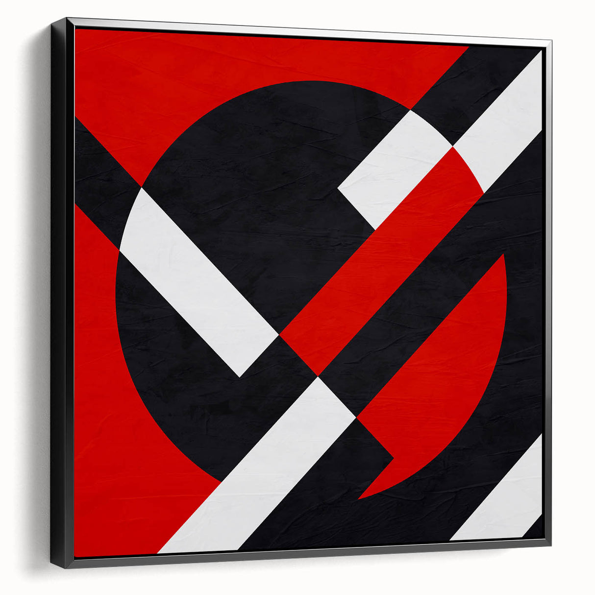 Bold Geometric Abstract Wall Art - Red, Black, and White Print