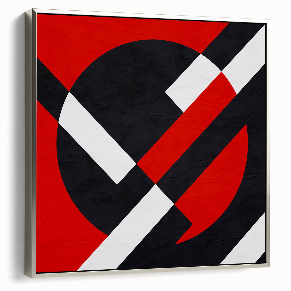 Bold Geometric Abstract Wall Art - Red, Black, and White Print