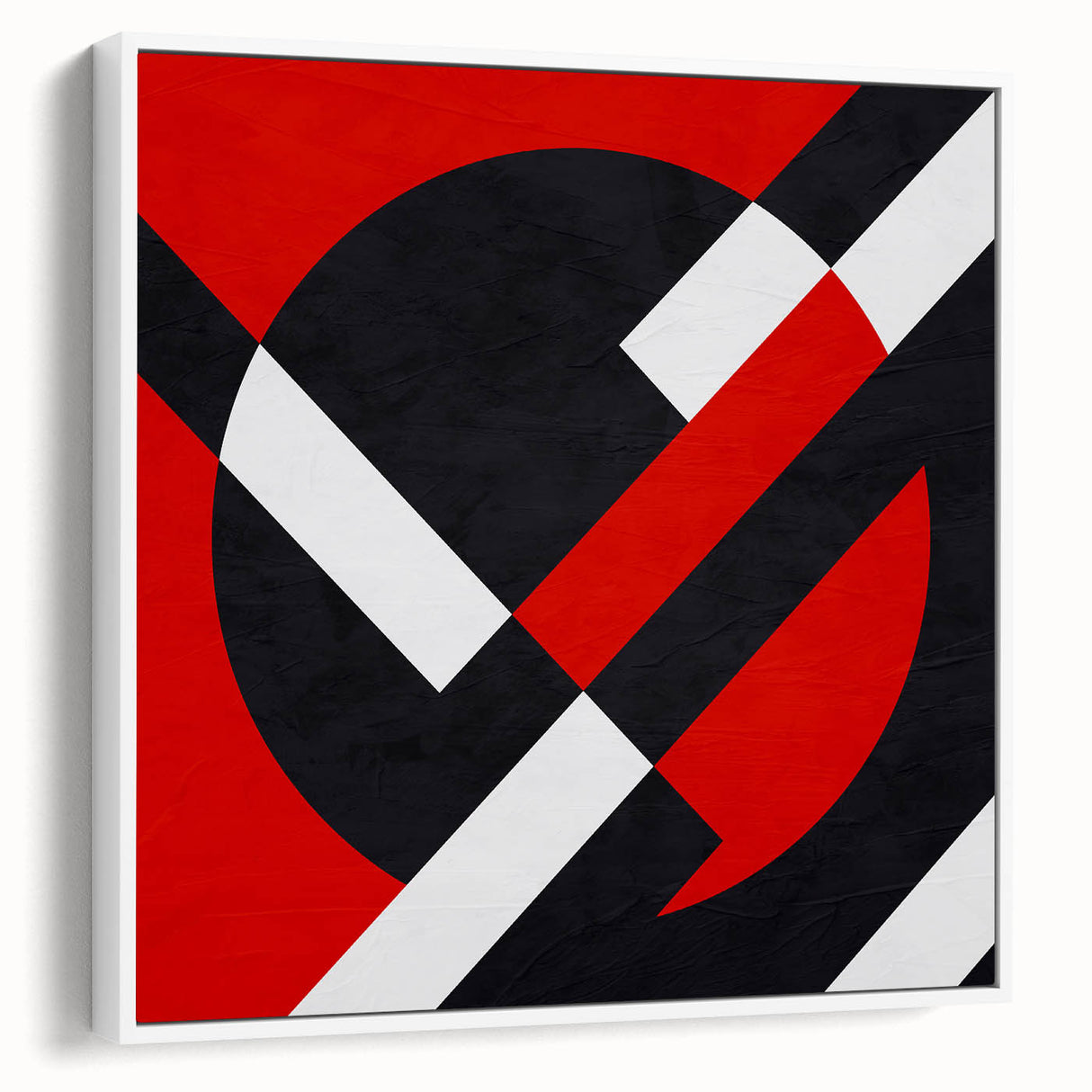 Bold Geometric Abstract Wall Art - Red, Black, and White Print