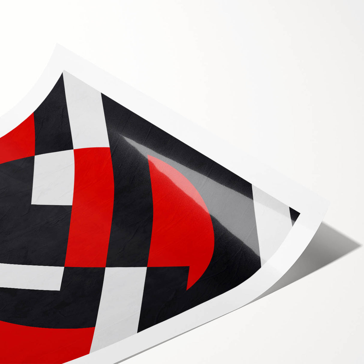 Bold Geometric Abstract Wall Art - Red, Black, and White Print