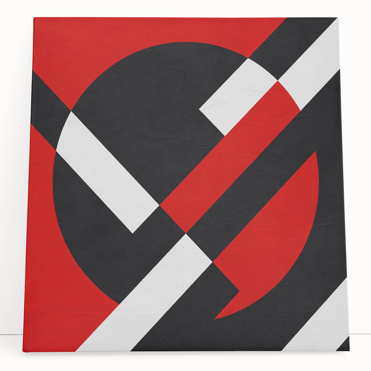 Bold Geometric Abstract Wall Art - Red, Black, and White Print