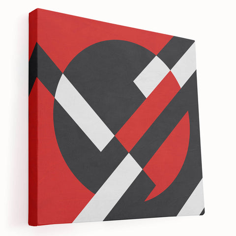 Bold Geometric Abstract Wall Art - Red, Black, and White Print