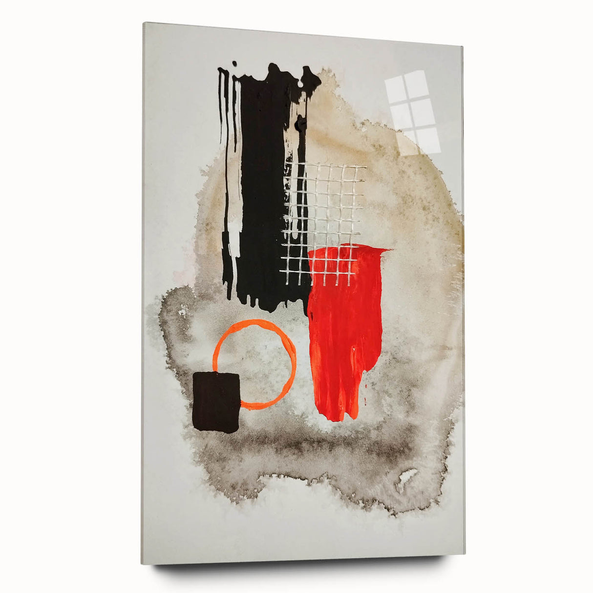 Bold Geometry – Earthen Harmony Modern Abstract Art in Red & Black