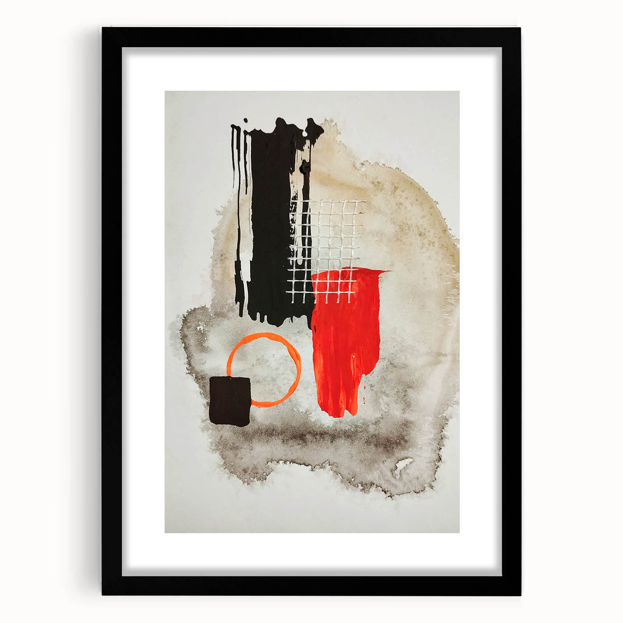 Bold Geometry – Earthen Harmony Modern Abstract Art in Red & Black