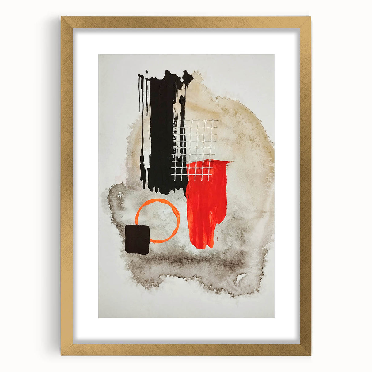 Bold Geometry – Earthen Harmony Modern Abstract Art in Red & Black