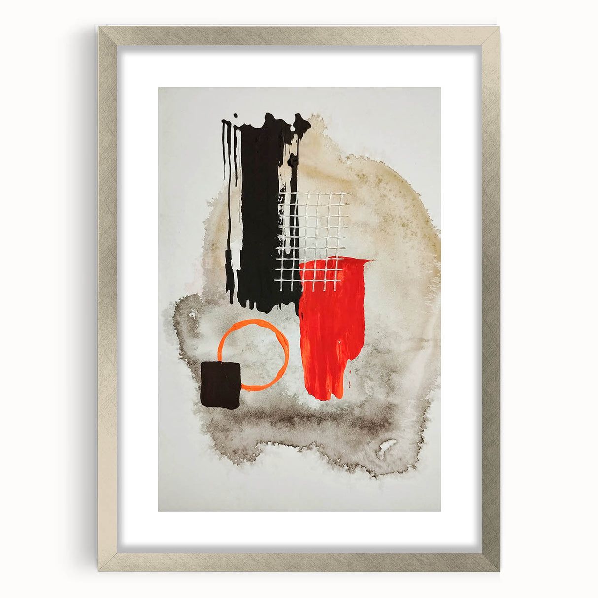 Bold Geometry – Earthen Harmony Modern Abstract Art in Red & Black