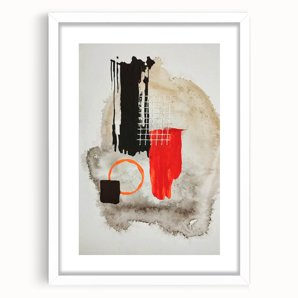 Bold Geometry – Earthen Harmony Modern Abstract Art in Red & Black