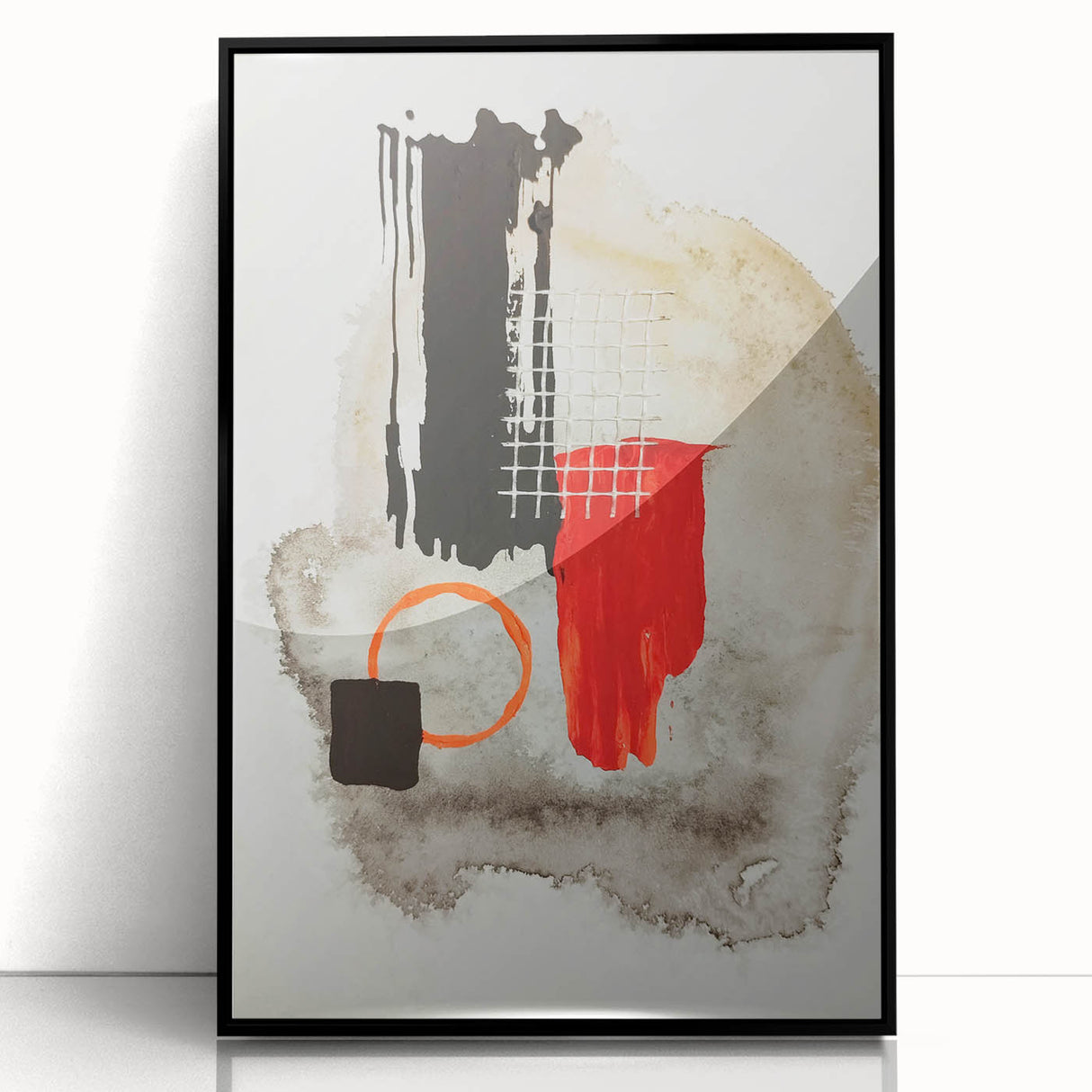 Bold Geometry – Earthen Harmony Modern Abstract Art in Red & Black