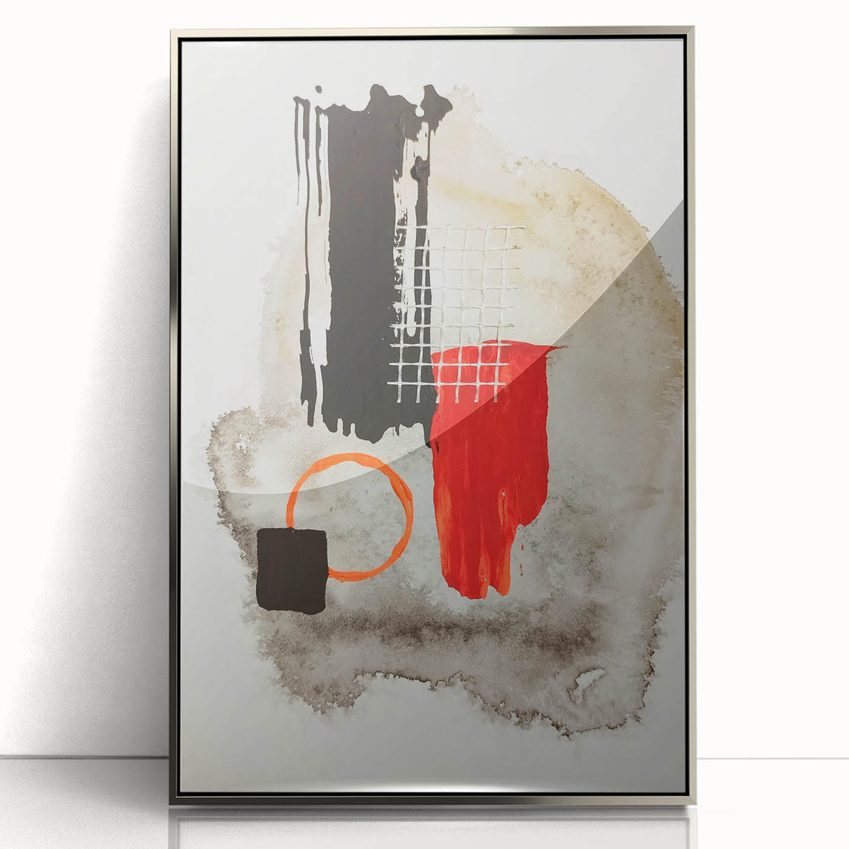 Bold Geometry – Earthen Harmony Modern Abstract Art in Red & Black