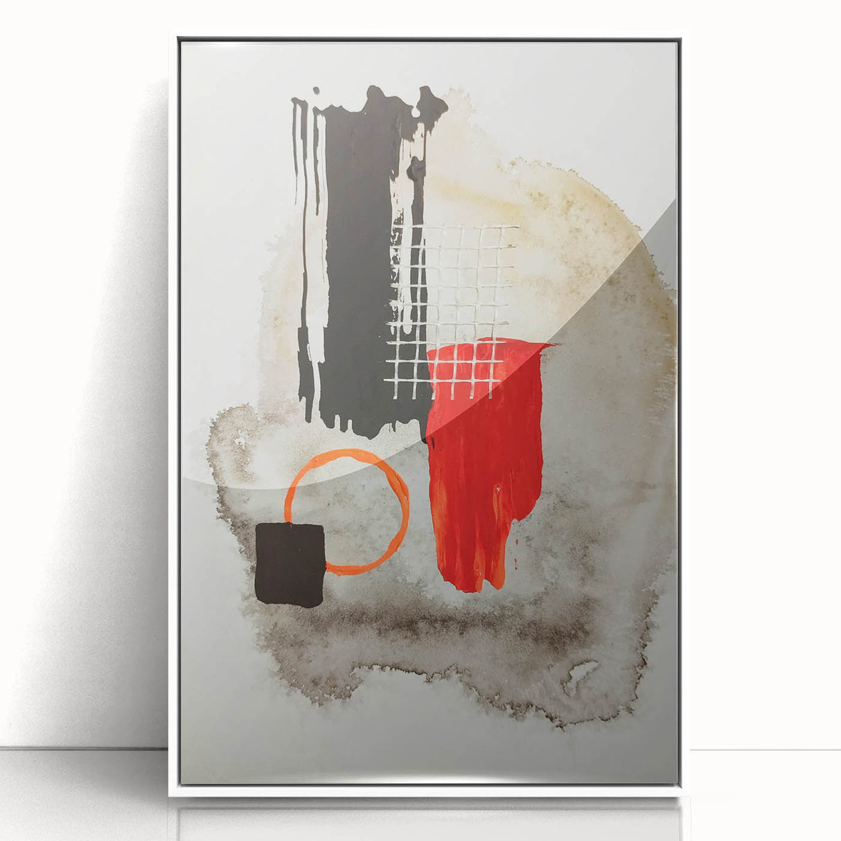 Bold Geometry – Earthen Harmony Modern Abstract Art in Red & Black