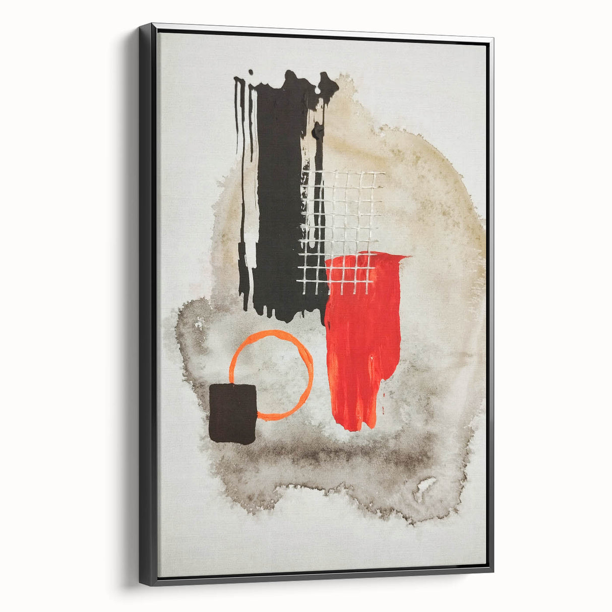 Bold Geometry – Earthen Harmony Modern Abstract Art in Red & Black