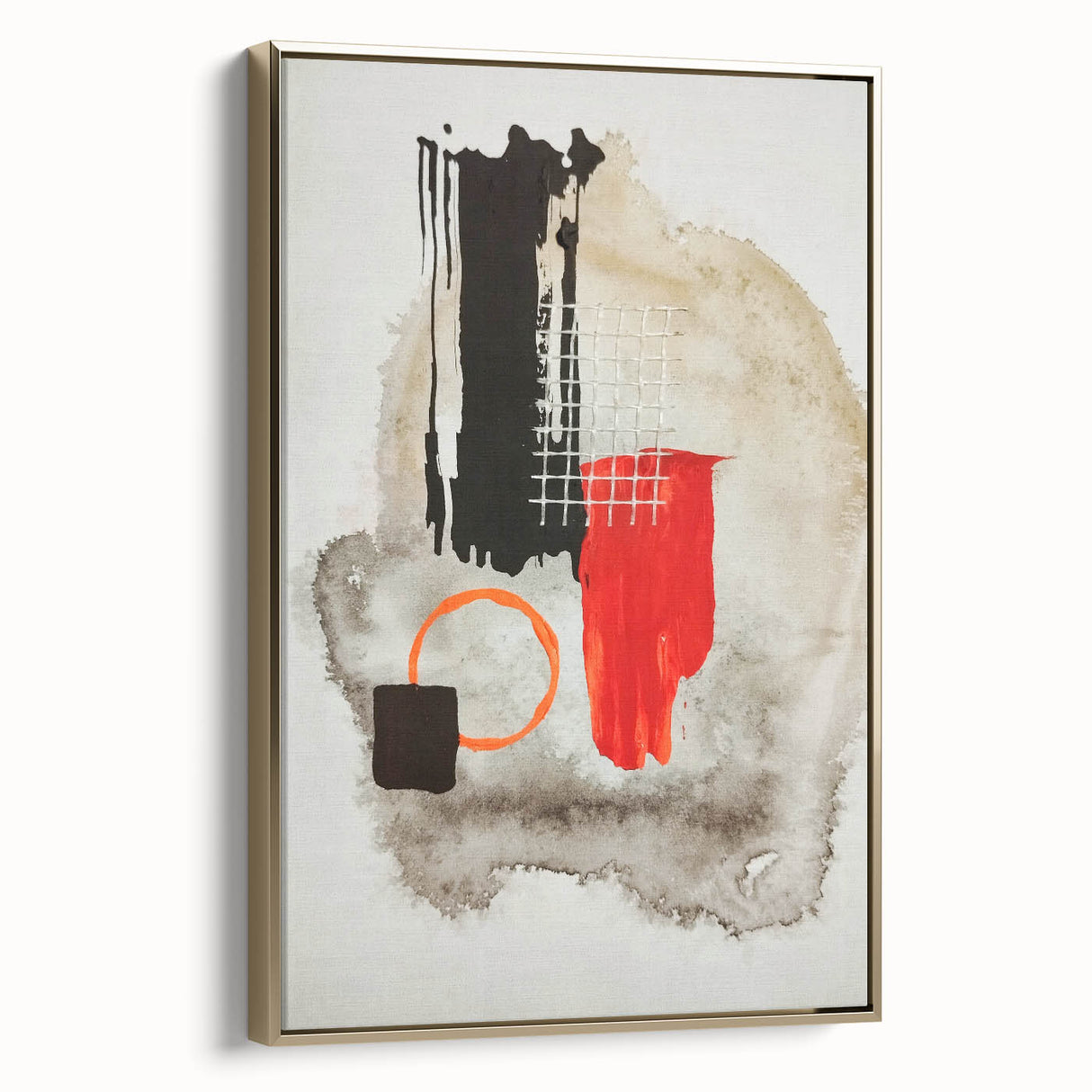 Bold Geometry – Earthen Harmony Modern Abstract Art in Red & Black