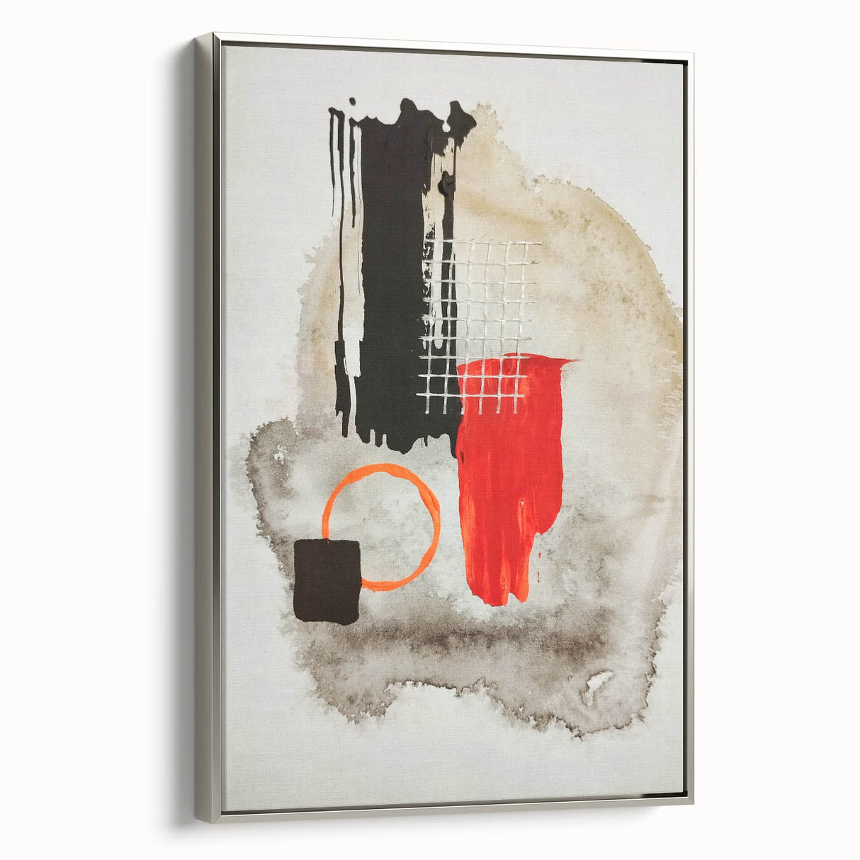 Bold Geometry – Earthen Harmony Modern Abstract Art in Red & Black