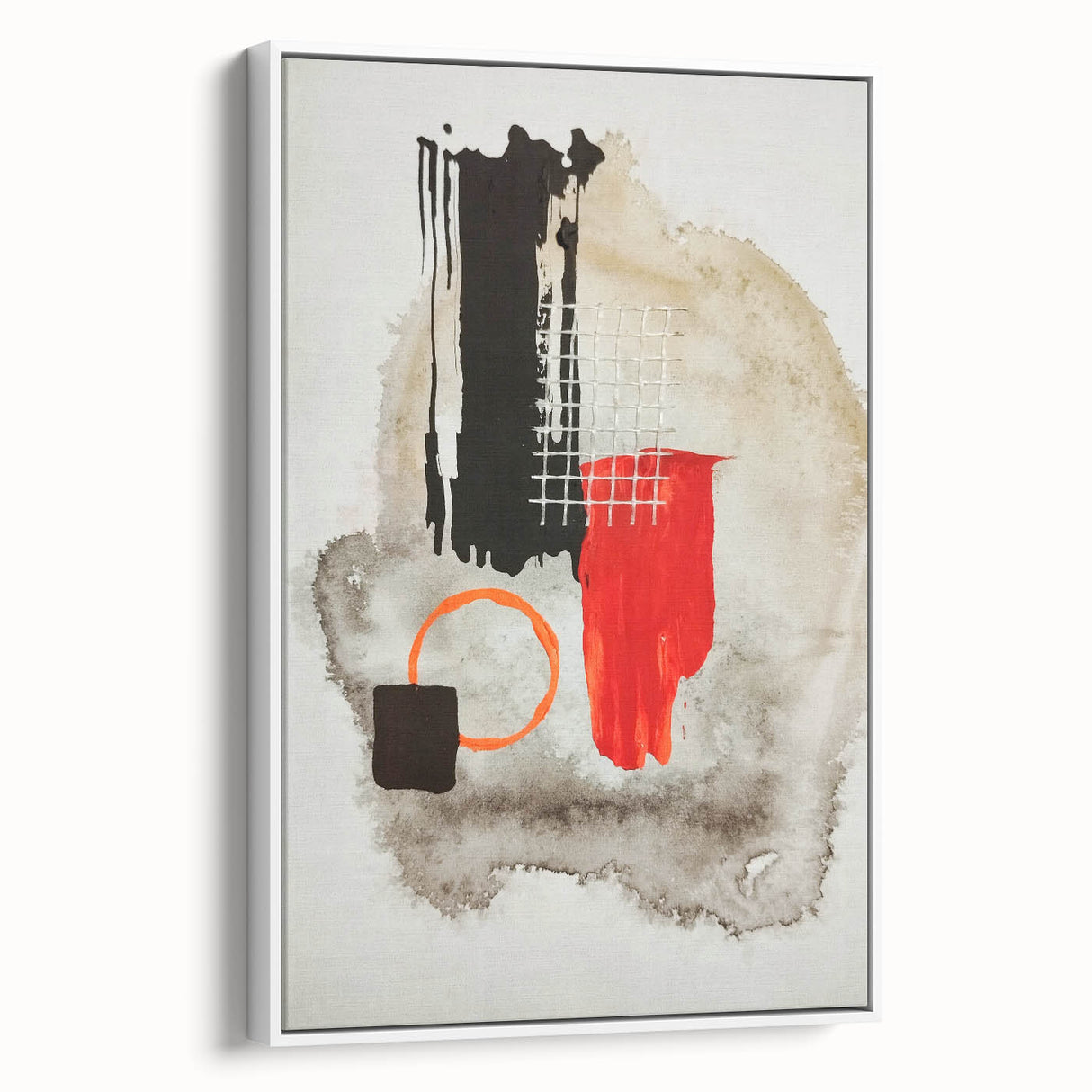 Bold Geometry – Earthen Harmony Modern Abstract Art in Red & Black