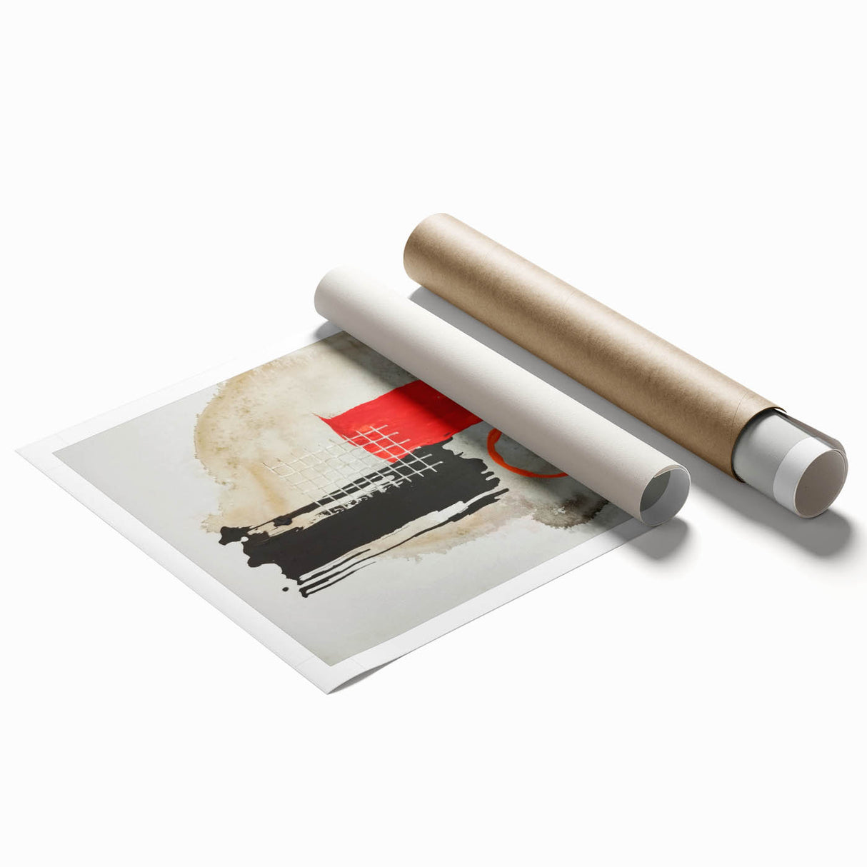 Bold Geometry – Earthen Harmony Modern Abstract Art in Red & Black