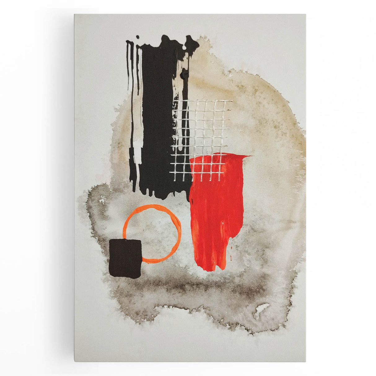 Bold Geometry – Earthen Harmony Modern Abstract Art in Red & Black