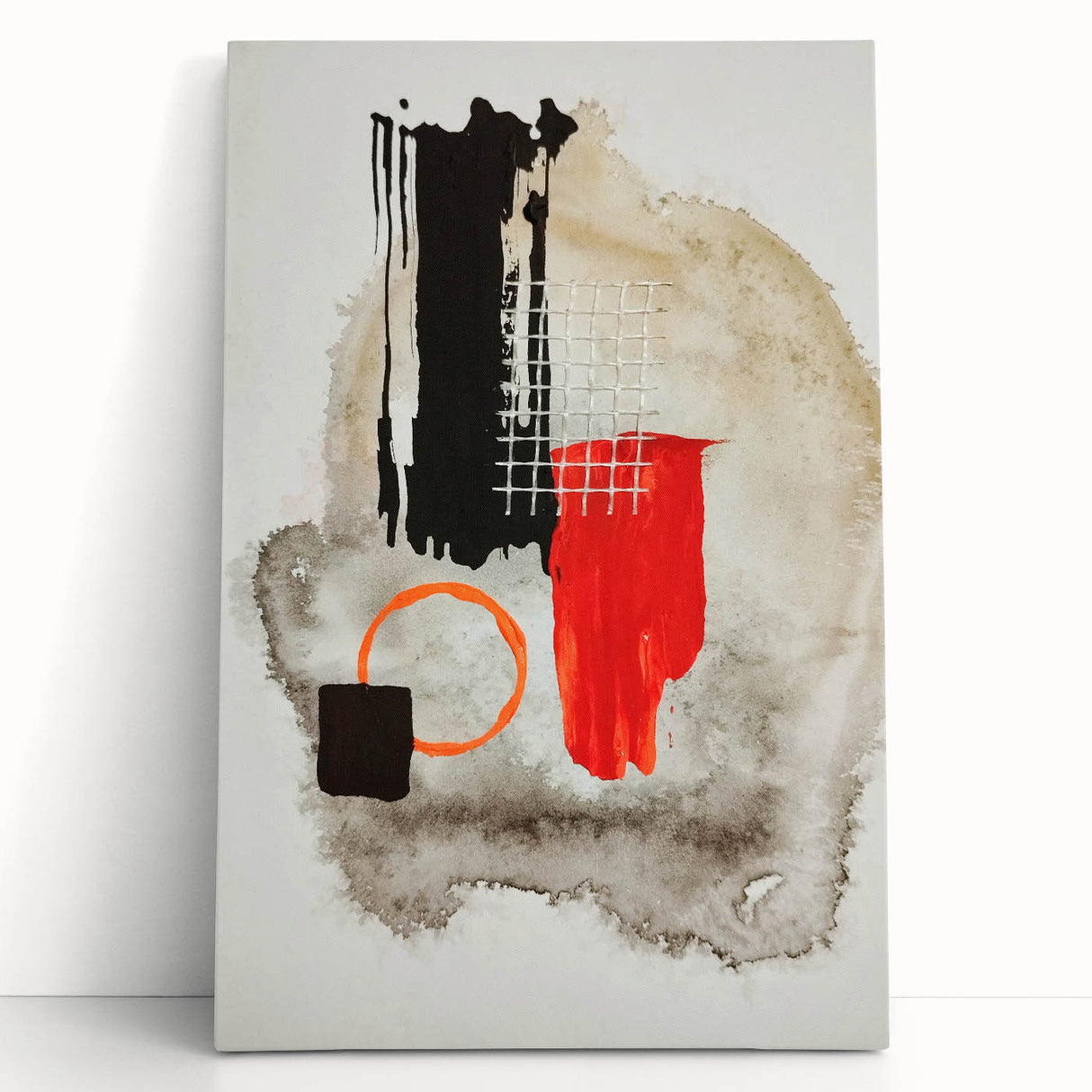 Bold Geometry – Earthen Harmony Modern Abstract Art in Red & Black